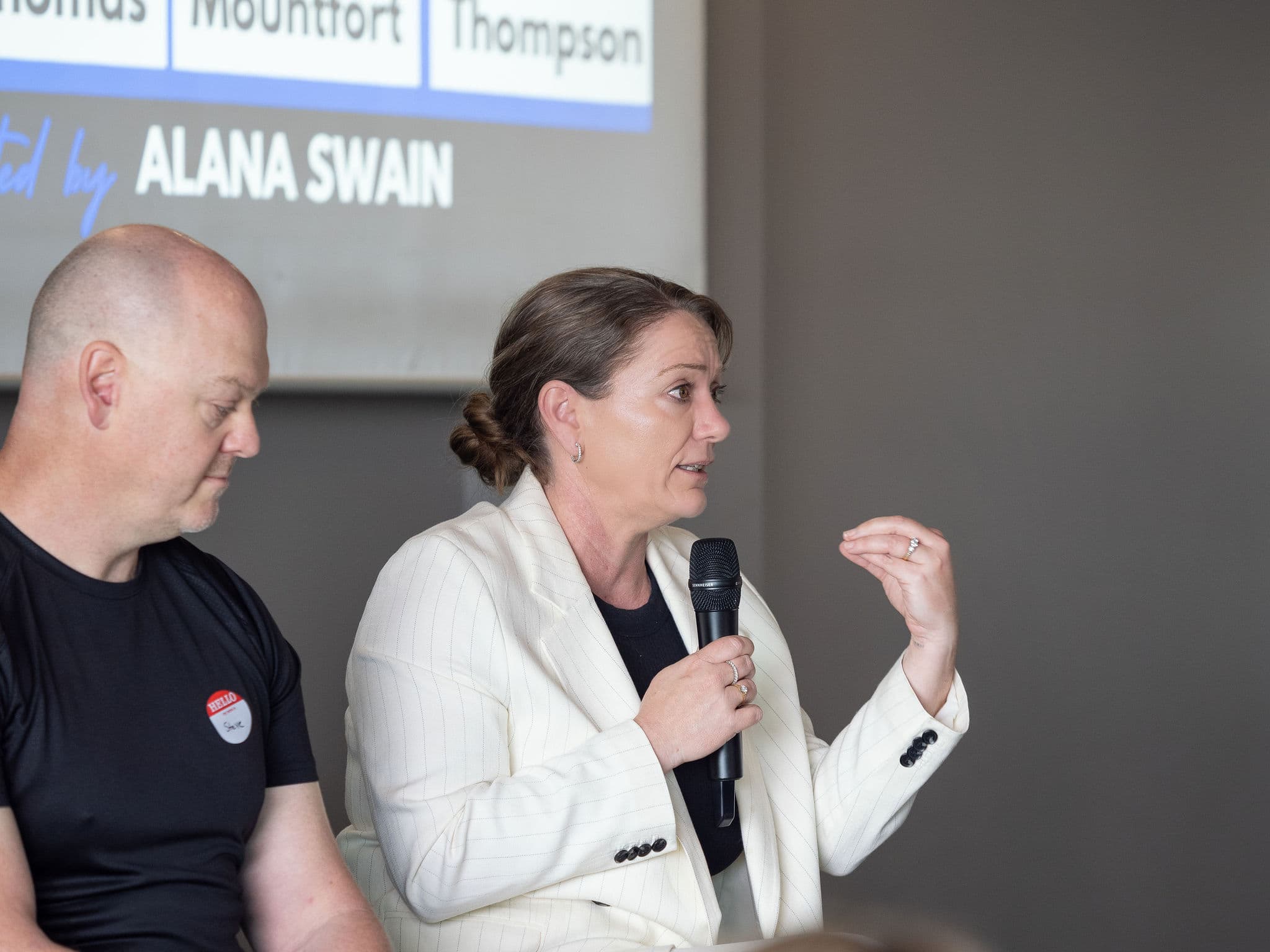 Karrina Mountfort speaking on a panel